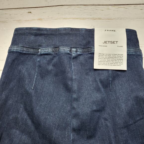 Frame Jet Set Flare Jeans Dark Wash Pull On Organic Cotton Blend Minimalist 26 2 - Picture 5 of 9